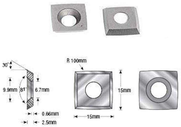 15 mm R100 Hartmetalleinsätze mit 4 Zoll Radius für Byrd Shelix Schneidköpfe – 10er-Pack