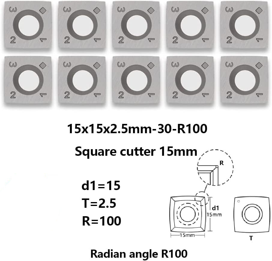 FOXBC 15 mm Hartmetalleinsätze 4"R indexierbar für alle Byrd Shelix Hobelmesserköpfe, Ersatz für Byrd KN400, 10er-Pack